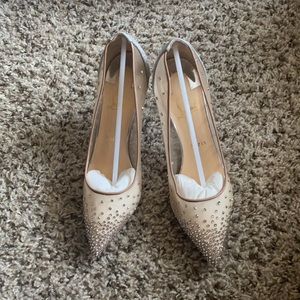 Christian Louboutin Follies Strass Silver, Size 39